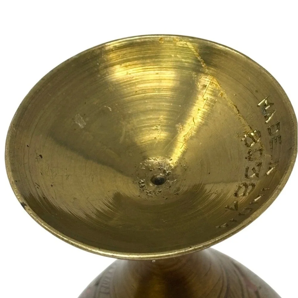 Vintage‎ Brass Petite Vase Etched Floral vin motif Ruffled Rim Made in India
